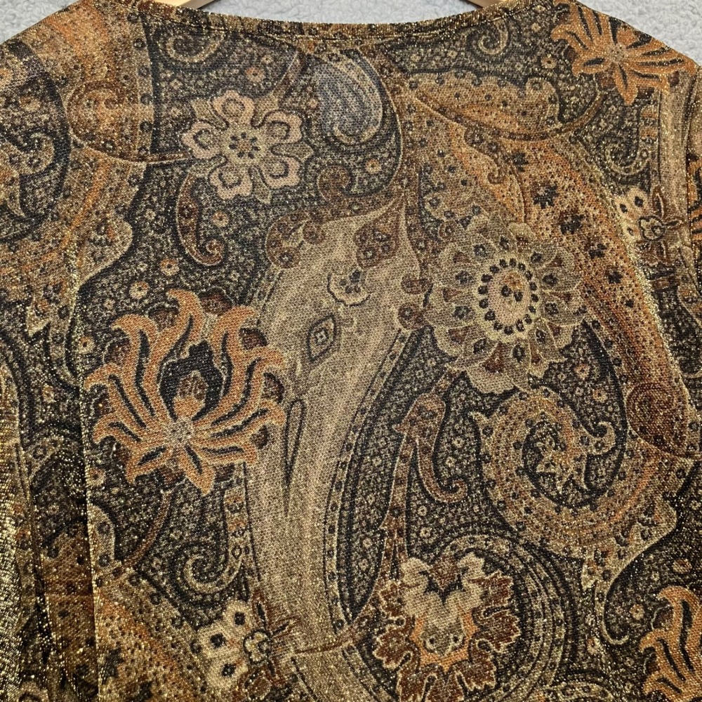 VTG Carlisle Wrap Top Women L Brown Metallic Fairy Whimsigoth Mob Wife 80s 90s - Picture 8 of 8